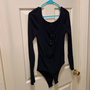 Black ribbed bodysuit